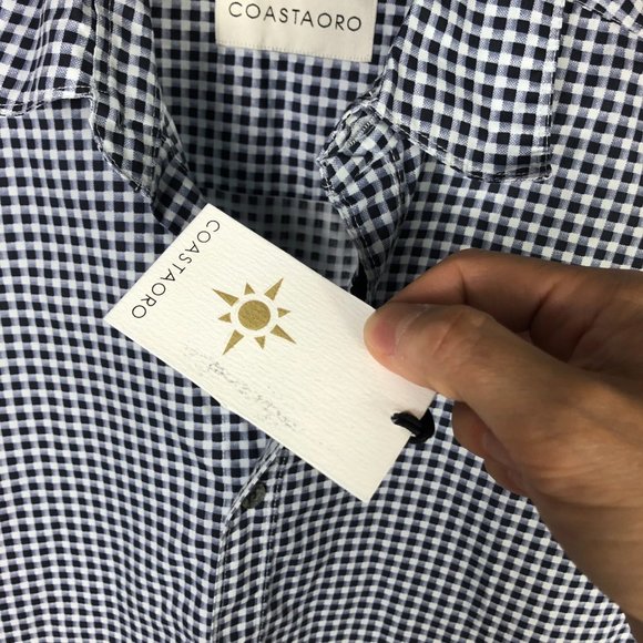 Coastaoro Blue White Check Short Sleeve Button Up Shirt Sz Large - Picture 3 of 7